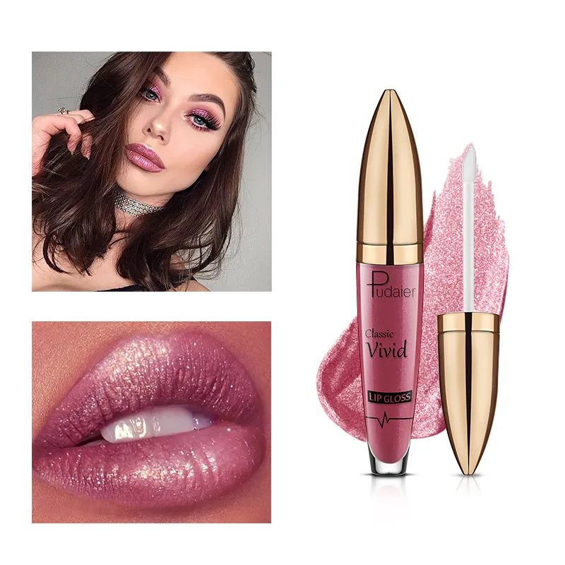 Rossetto liquido opaco a glitter Lucidalabbra metallizzato Trucco labbra impermeabile 18 colori Pudaier Glitter Lipgloss Diamond Glittering Lipstick Flip