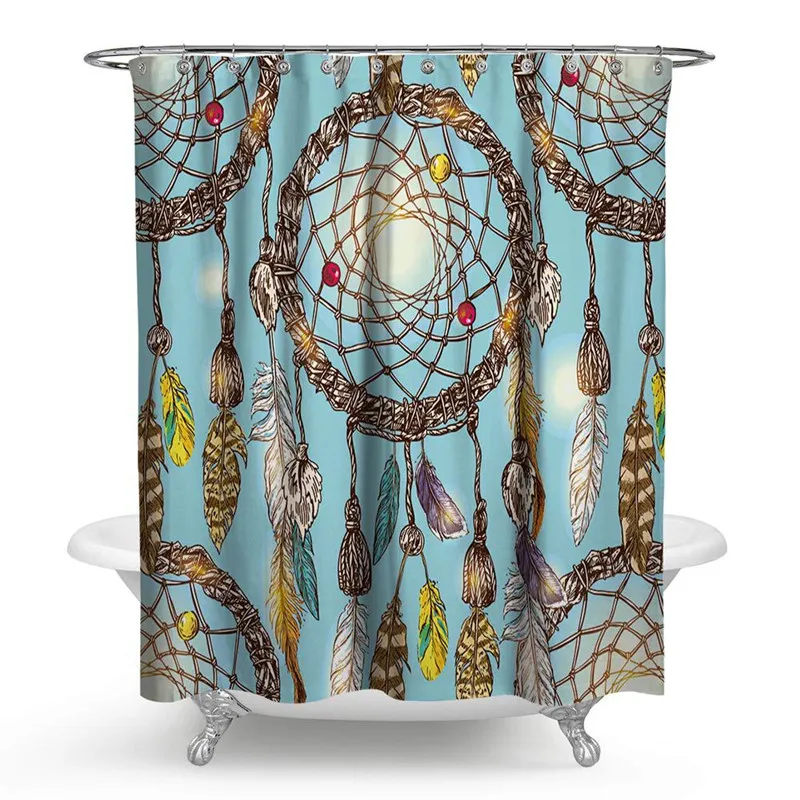 Rideaux de douche imprimés attrape-rêves rideau de salle de bain imperméable rideau de bain en Polyester de haute qualité pour la décoration intérieure
