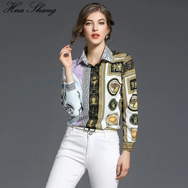 Women Summer Turn Down Collar Long Sleeve Shirt Elegant Retro