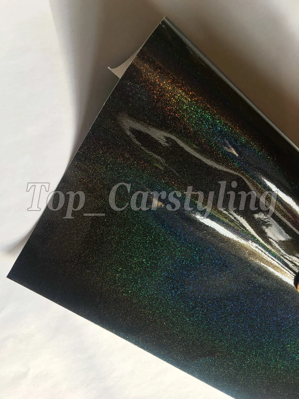 Enveloppe de vinyle psychédélique noir brillant avec bulle d'air Filor de voiture sans voiture comme 3M psychédélique 1.52x20m ROL 5x67ft rouleau L