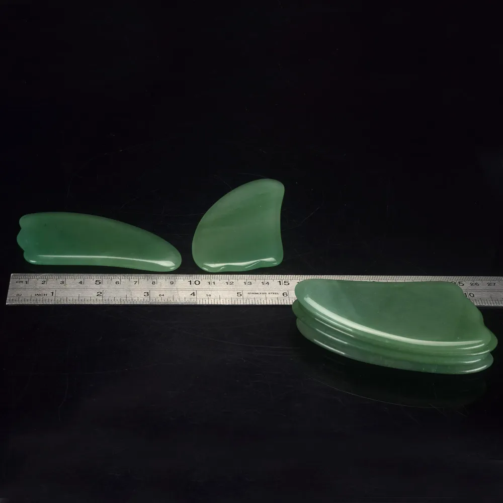 DINGSHENG Natural Crystal Green Aventurine Jade Afslanken Gezichtsmassager Gua Shaa Schraping Massage Tool Facial Back Body Spa Massage Ontspanning