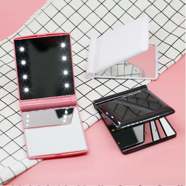 Vanity Lighted Makeup Mirror Portable Makeup Kit Double Side Mini Size Vanity Mirror Foldable 2018 New