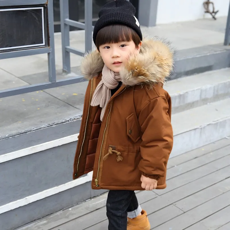 2020 Новая зимняя куртка дети мальчик 2-10 старых размеров мех с капюшоном пальто мальчиков зимняя куртка 7WT050