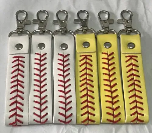 2018 nueva fábrica es llavero de béisbol barato, accesorios de softball de lanzamiento rápido llaveros de costura de béisbol