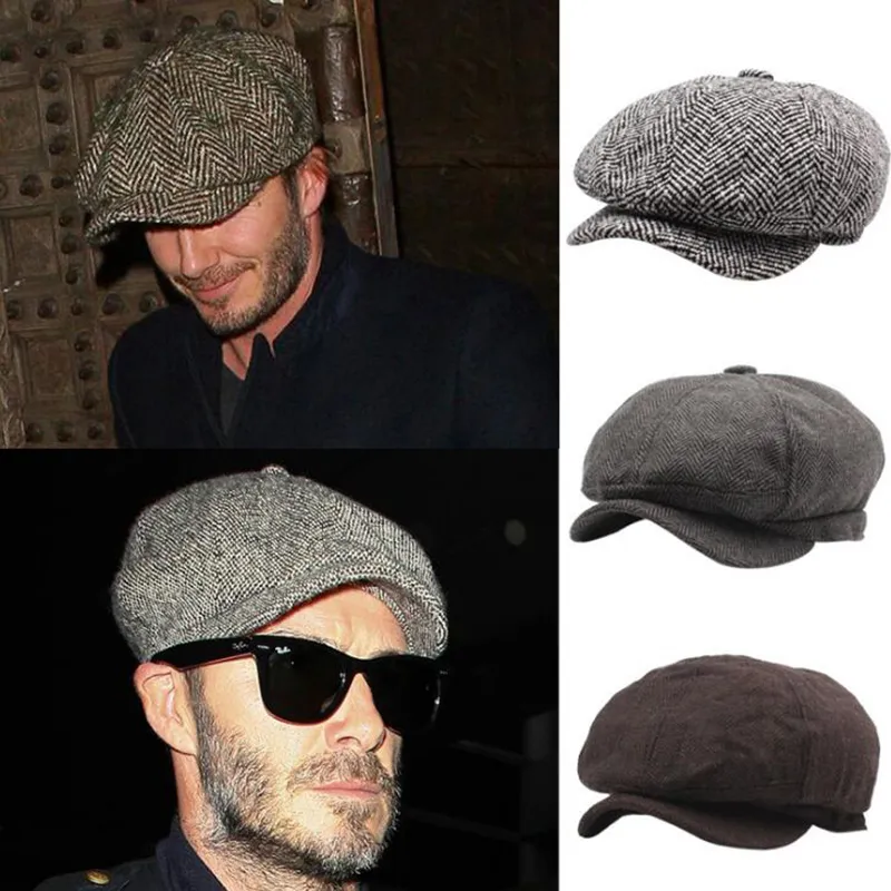 Höst Winter Beckham Newsboy Caps för män Fashion Hip Hop Street Snapback Caps Men