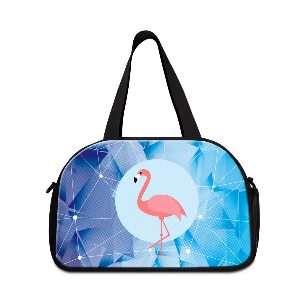 3D-tryck Flamingo Kvinnors Travel Duffle Väskor Animal Weekender Bag Hand Bagage Handväskor för Flickor Utomhus Bärbar Axelväska Övernattning