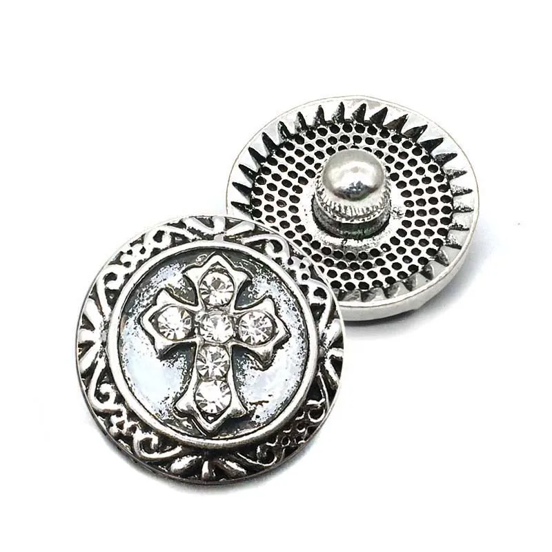Interchangeable 20mm métal strass Snap Button w194 Cross fit 18mm Snap button Colliers Bracelets pour femmes cadeau jewelry268J