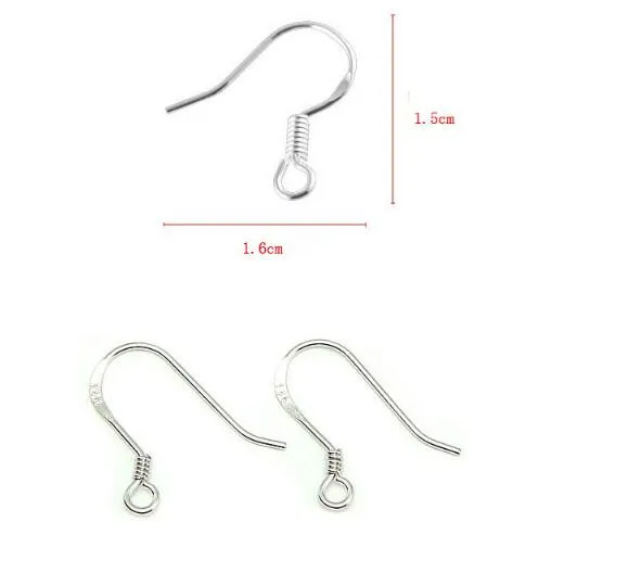 925 LOGO 925 Silver Earring Findings Fishwire Hooks Ear Wire Hook French HOOKS Jewelry DIY 15mm fish Hook