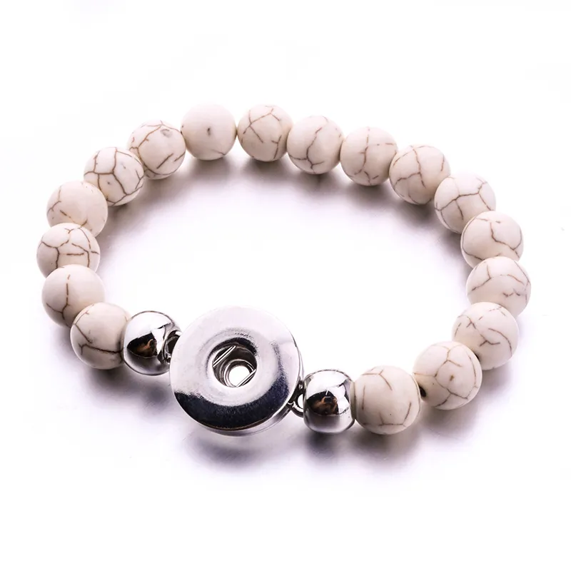 Braccialetto di perline fatto a mano con gioielli a scatto in pietra naturale Misura il braccialetto di perline elastiche con bottoni a pressione da 18 mm