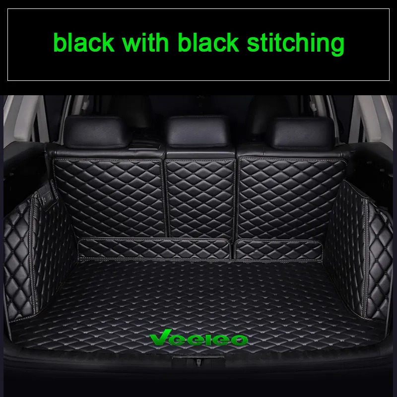 Veeleo Custom-Made Car Trunk Mats for All Car Artificial Leather Rear Boot Mat277E