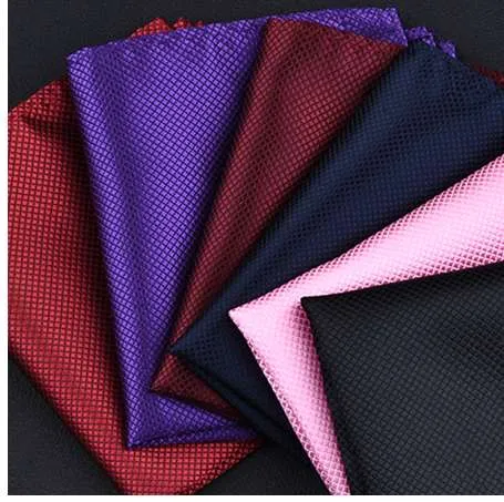 High Fashion Pocket Square Siatka Chusteczka Mężczyźni Akcesoria Poliester Hanky ​​Solid Color Towel Mouchoir Black White 22cm * 22cm