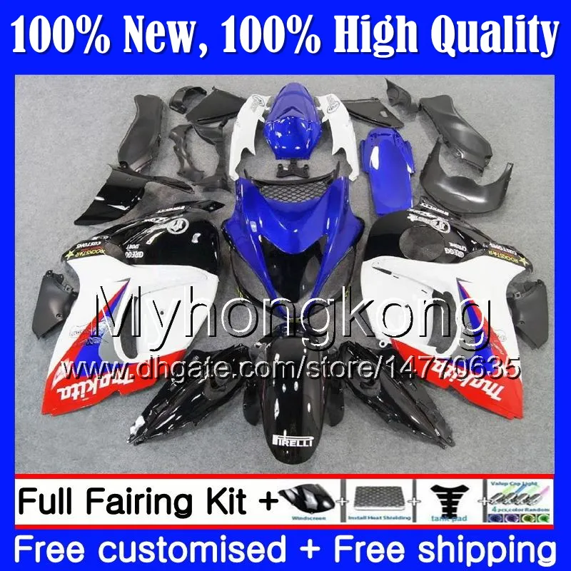 Kropp för Suzuki Hayabusa GSXR1300 08 09 10 11 19MY32 GSX R1300 Blue White 12 13 14 15 GSXR 1300 2012 2013 2014 2015 Fairing Bodywork