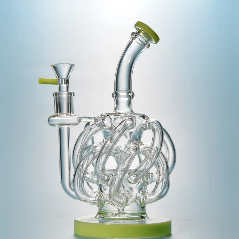 Super Vortex Glass Bong Dab Rig Hockahs Tornado Cyclone Recycler Rigs 12 Recyclers 튜브 워터 파이프 14mm 조인트 봉이있는 Heady Bowl XL137