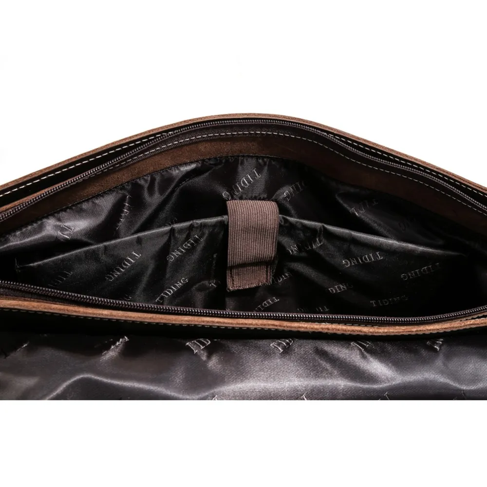 Borsa a tracolla per laptop da 15 pollici in vera pelle fatta a mano da uomo semplice stile vintage borsa a tracolla a tracolla grande borsa 1153314f