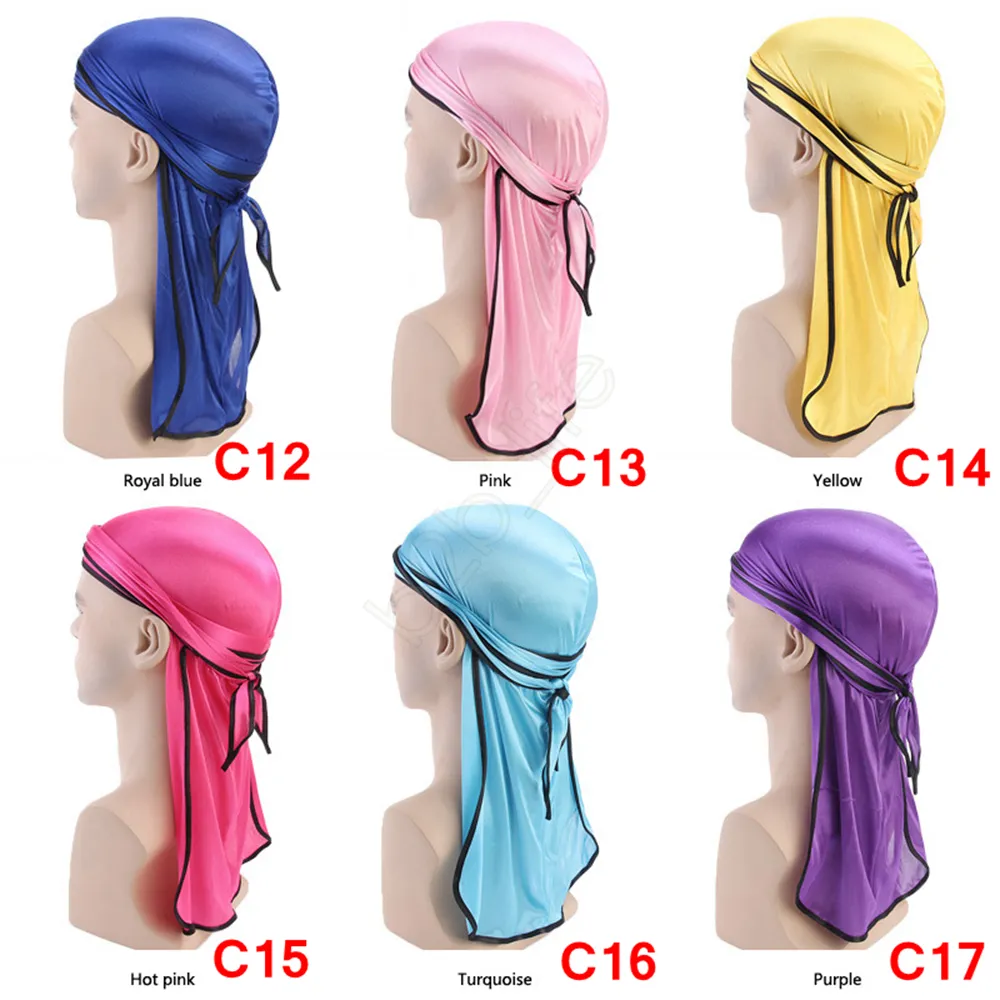 Perucas de turbante bandana de cetim masculino chapéu de seda