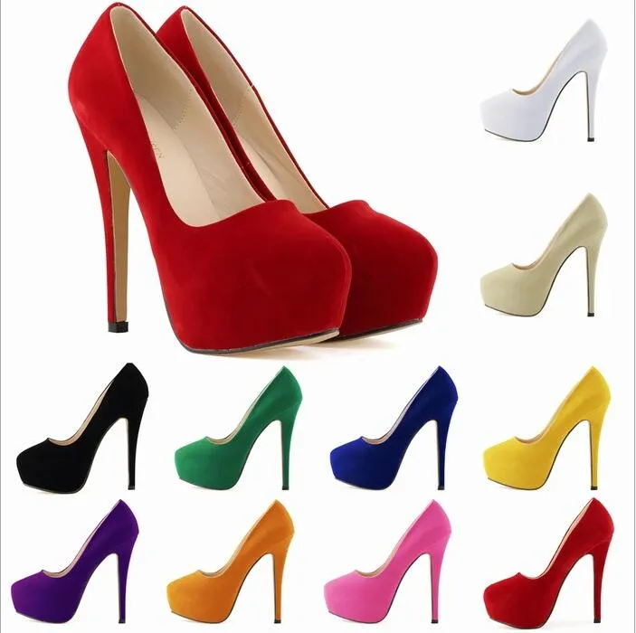 2018 Mode Chaussures De Luxe Bout Pointu Talons Hauts Designer 10 Couleurs Sexy Bouche Peu Profonde Semelle 14 cm À Talons Hauts Femmes Robe De Mariée Chaussures