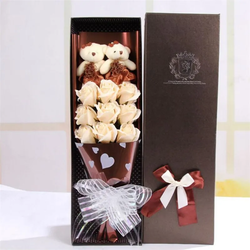 9 мишка кукла роза мыло букет подарочная коробка ко дню рождения подарок на день рождения мыло цветок оптом