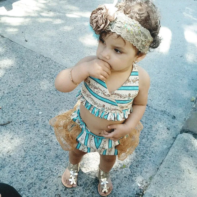 2018 Brand New Baby Girl Twinset Bikini With Lace Ruffles Perfect For Beach And Pool From Babywarehouse 13.93 DHgate.Com