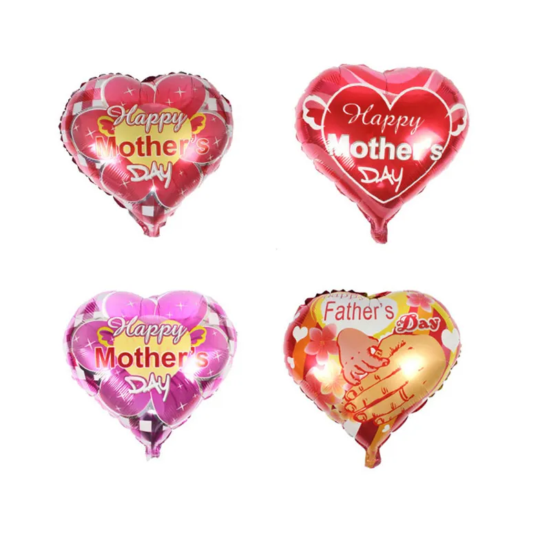 Père et mère amour ballons en forme de coeur bonne fête des mères ballon en aluminium fête des mères ballons globol