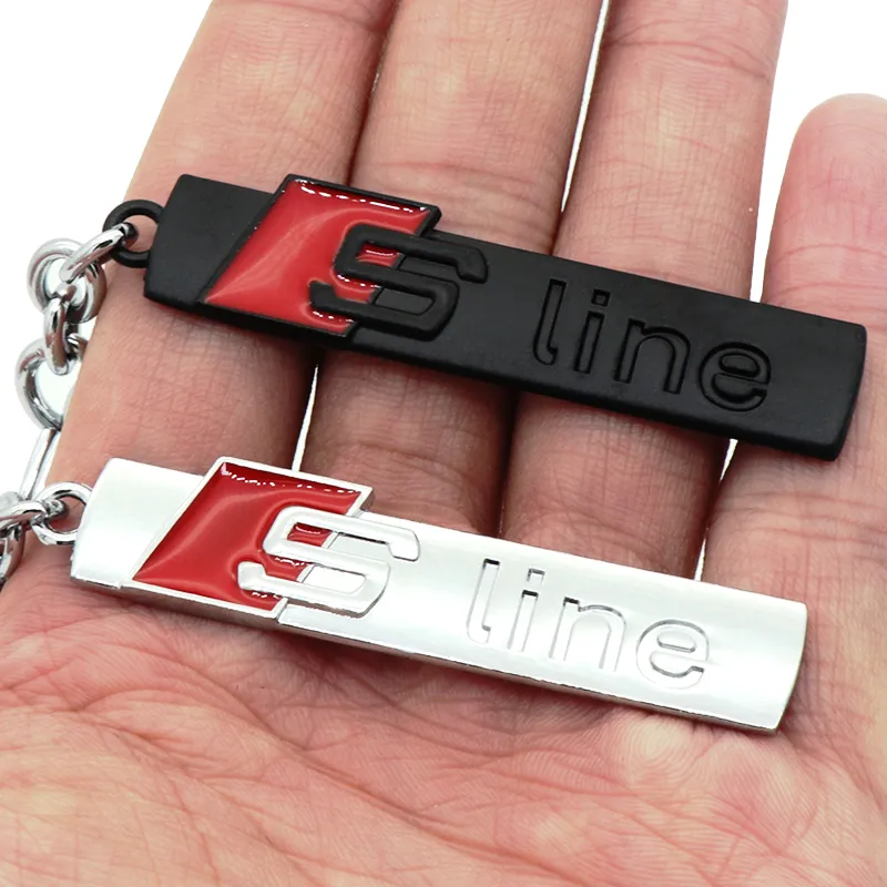 Mode s linje metall bil nyckelring nyckelkedjor ringar fob passar för audi sline logo keyring a3 a4 a6 a7 a8 tt rs q5 q7 bilstyling