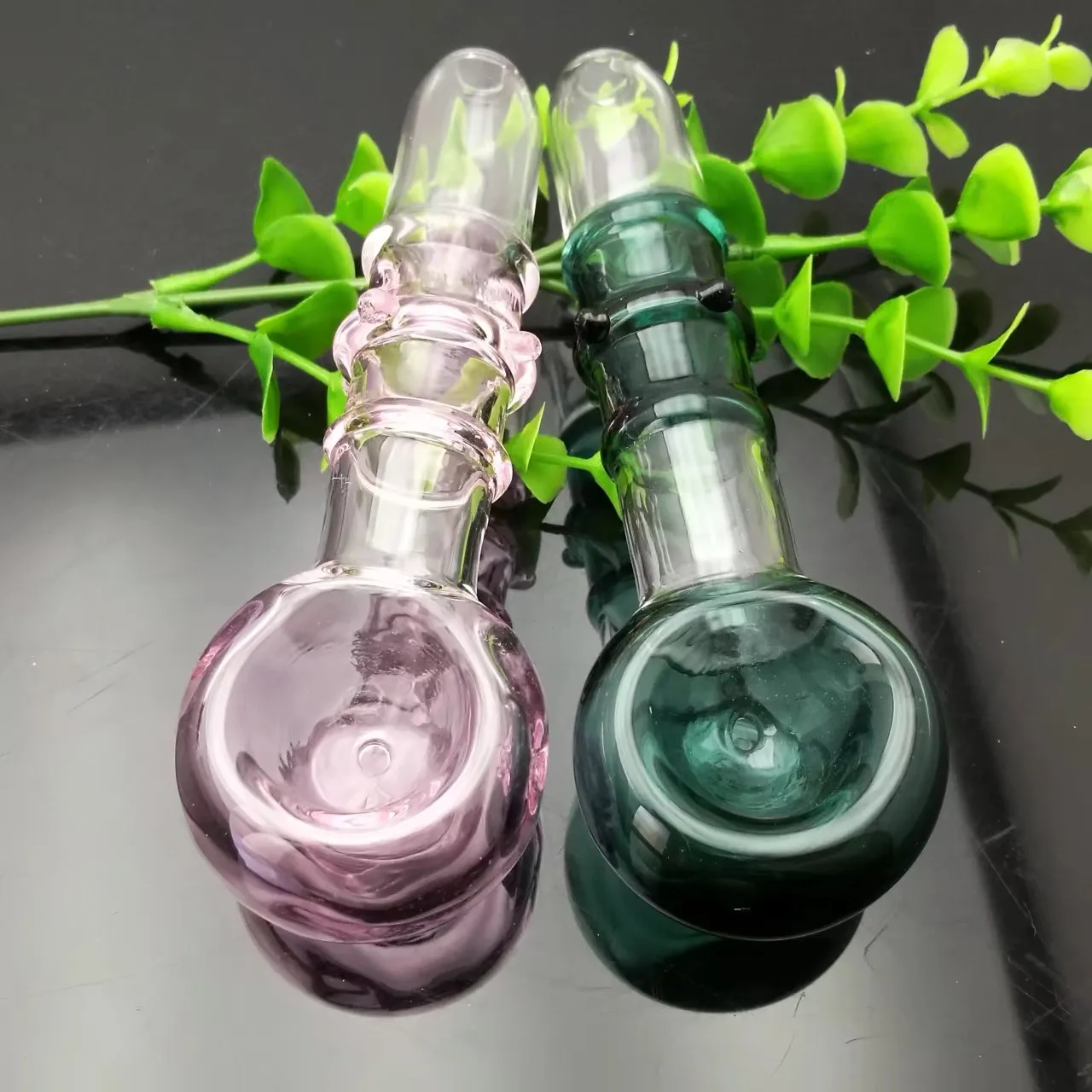 Three Wheel Color Glass Concave Pan Pipes Smoking Glass Bongs Glass