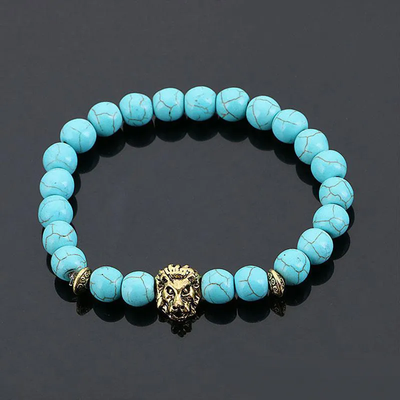 Pulsera de cabeza de león de piedra volcánica pulseras de cuentas de meditación de Buda de moda para hombres joyería de declaración oración envío gratis