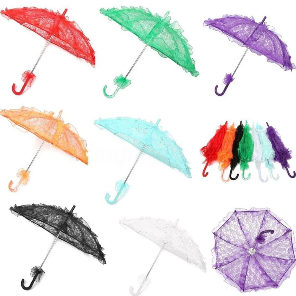 Parapluie de dentelle de mariée 11colors Parasol de mariage élégant Parapluie artisanal en dentelle 56 * 80 cm pour la décoration de fête de spectacle Photo Props Parapluies GGA1093