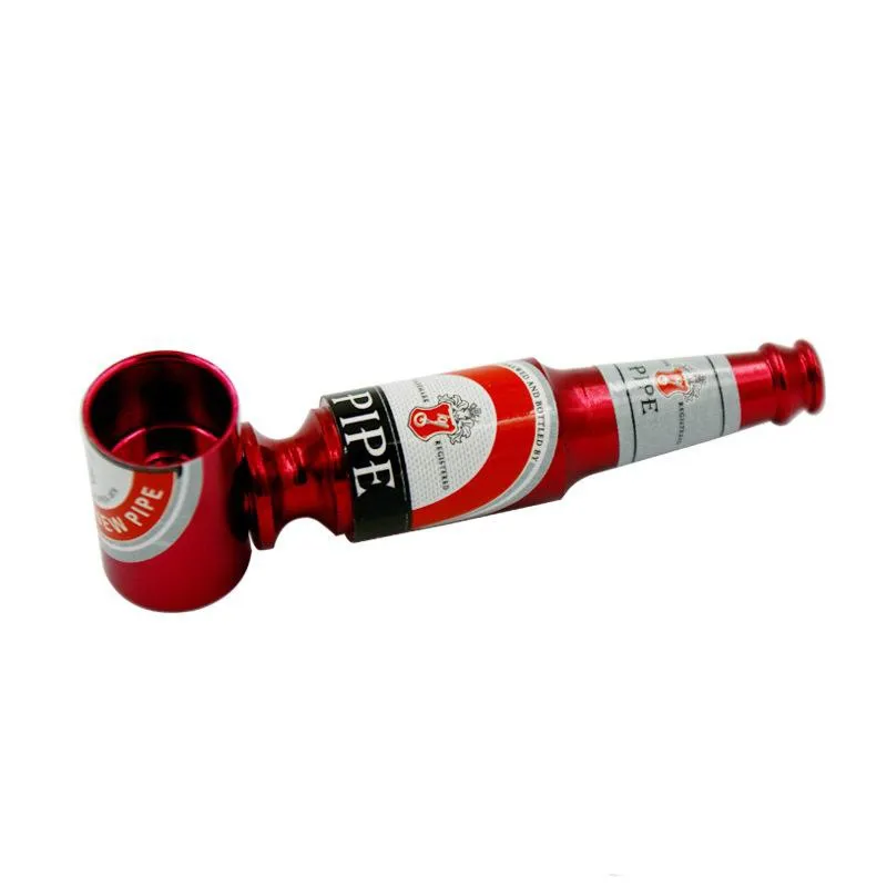 Mini bottiglia di birra Tubo in metallo 68mm Tubi fumatori Tubo bruciatore a nafta Miglior regalo fumatore Tubo portatile tabacco alle erbe