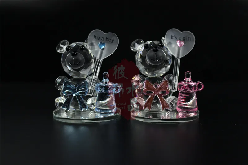 50 stks K5 Crystal Bear Niple Doop Baby Shower Souvenirs Party Doop Giveaway Gift voor Gast