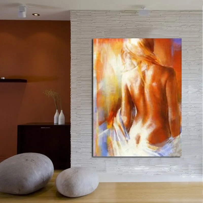 手描きのセクシーなヌードオイルペインティングモダンアブストラクトキャンバスウォールアートホームデコレーションハンドメイド裸の女性絵画絵6170012