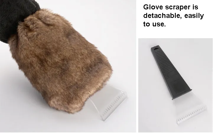 Car Ice Scraper With Warm Cozy Hand Mitt Glove – Window Windscreen Winter Frost Remover – UK Made