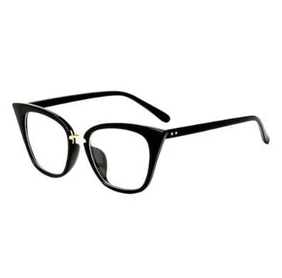 Vintage Cat Eye Brille mit quadratischem Rahmen, Unisex, klare Linse, Vollformat, nicht verschreibungspflichtige optische Brille, modische Outdoor-Brille