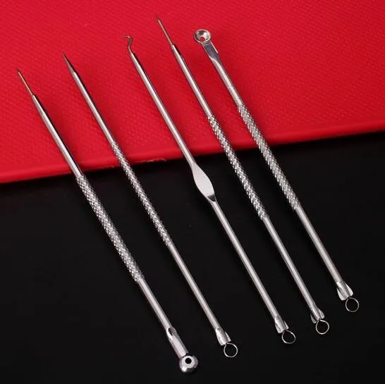 5 sztuk / zestaw twarzy Pielęgnacja skóry Ze Stali Nierdzewnej Czarnogłośnik Blemish Acne Pimple Extractor Remover Tool