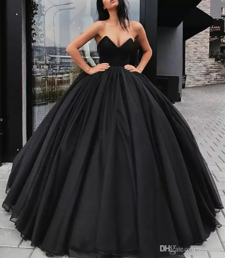 2019 Vestidos de noche atractivos Sweetheart Satin Organza Ball Gown de baile Sin mangas