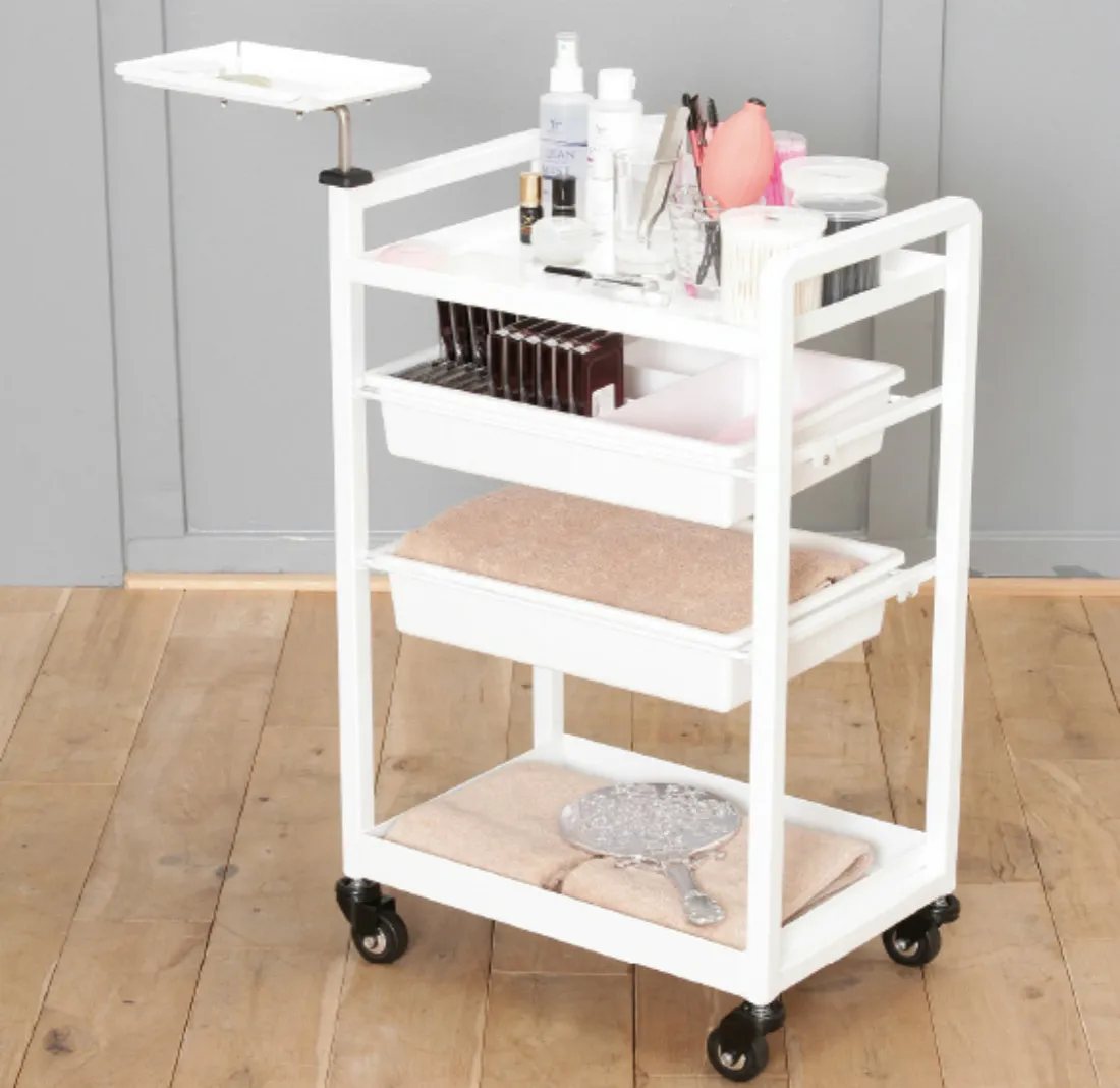 Facial Trolley Beauty Salon Fully Assembled Trolley Storage Organizer White Cart With 4 Drawers Elitzia ETST195936275
