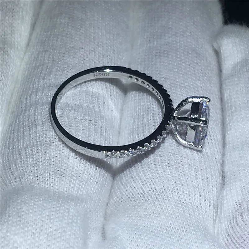 Vecalon Solitaire Sieraden Real Soild 925 Sterling Zilveren Ring 1CT 5A Zirkoon CZ Engagement Wedding Band Ringen voor Vrouwen Mannen Gift