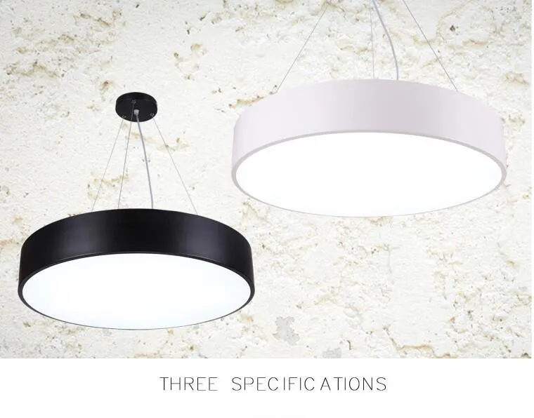 Minimalist LED Round Pendant Light Fixture Modern Black Lighting