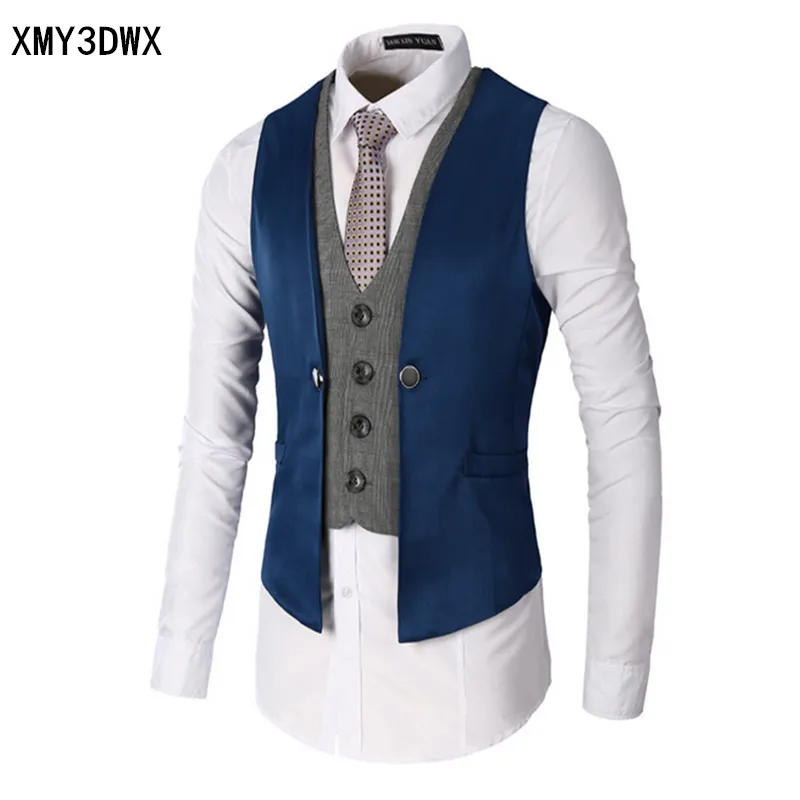 2017 Nowy Sukienka Kamizelki Dla Mężczyzn Slim Fit Męskie Kamizelka Kamizelka Męska Kamizelka Gilet Homme Casual Bez Rękawów Formalna Kurtka Biznesowa