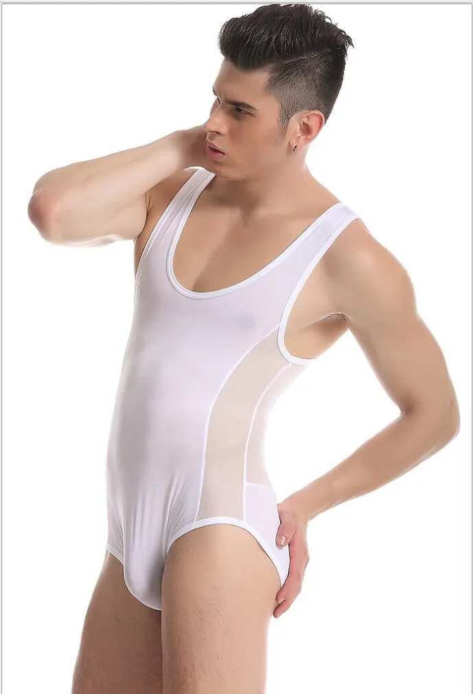 Toptan-Marka erkek Seksi İç Çamaşırı Erkek Bodysuits Tulum siyah, beyaz