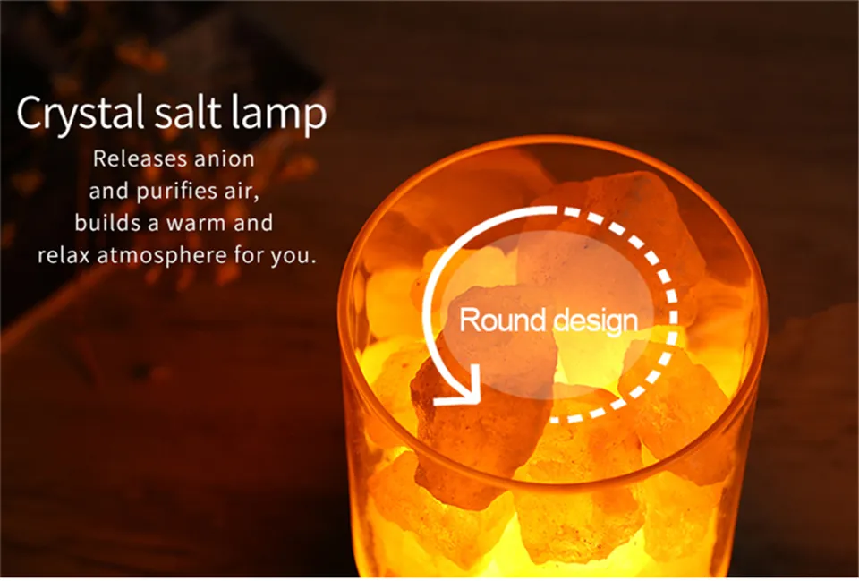 USB Salt Lamp Draagbare Ontwerp Kleurrijke Veranderende Crystal Light Natural Himalayan Touch Schakelaar Helderheid Verstelbare Slaapkamer Nachtlampje