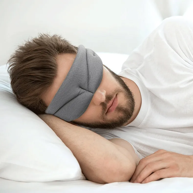 Novo 3D Respirável Macio Máscaras de Dormir Portátil Upscale Dormindo Máscara de Olho de Viagem de Sono Resto Olho Aid Remendo Preto Cinza