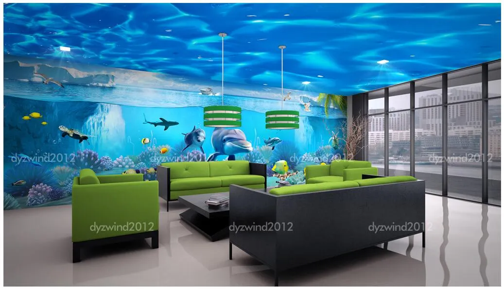 3d wallpaper foto personalizzata di seta Fantasy Underwater World Theme Pavilion Space Contesto 3d murales pareti 3 d tessuto di stampa