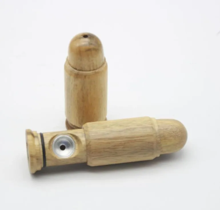 new product bullet shaped shape solid wood pipe can shrink easily portable cigarette smoking set.