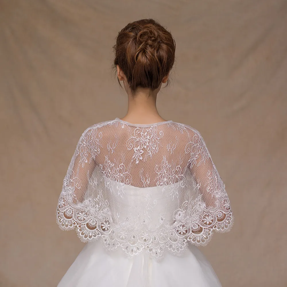 2018 Beaded Lace Up Bridal Cape For Wedding Dresses Women SummerSpring Lace Bolero Sposa Short Shawls Cloak Shrug Jacket Wraps25173411173