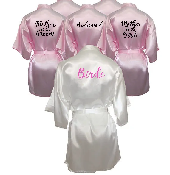 Cfung personifierade tryckta brudpartyrockar brudtärna mor till bruden brudgummen Main of Honor Wedding Day Present Satin Robe