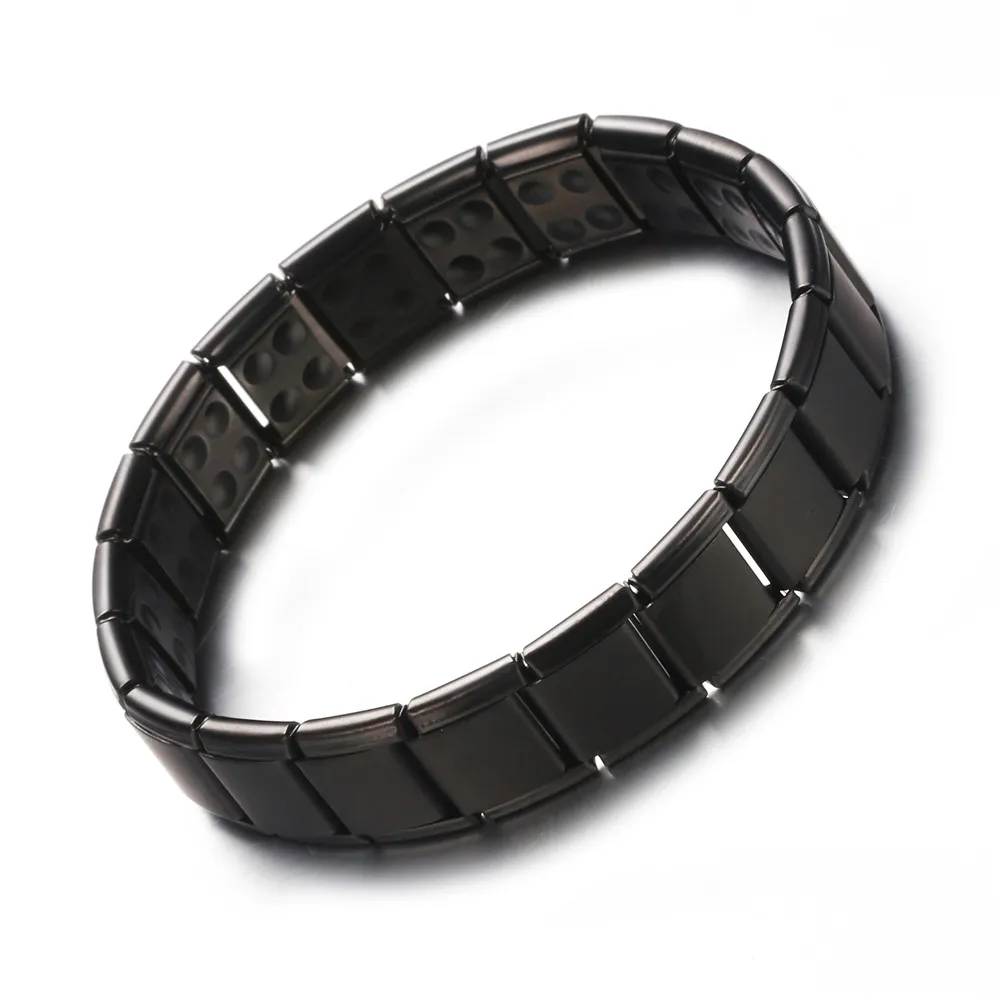Rose gold black Double Row Magnetic Magnet bracelets Stainless Steel Elastic Bio Nagetive Ion Power Energy Health Bracelet For Men Women