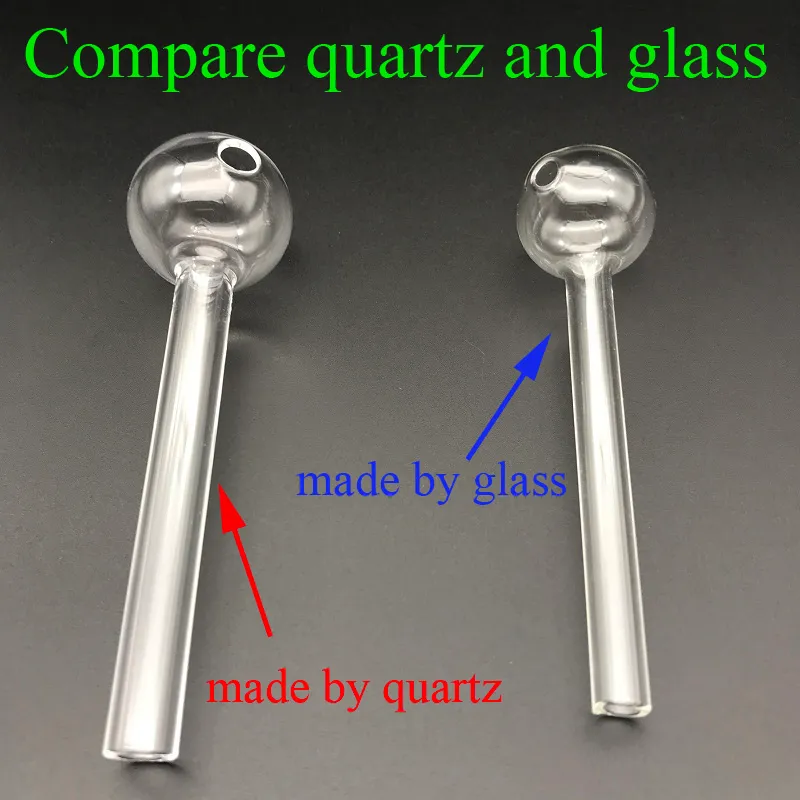 New upgrade Handcraft Crystal Quartz Oil Burner Pipe Mini Smoking Hand Pipes 2mm Thick quartz Oil Pipe VS traditional glass oil bu6453307