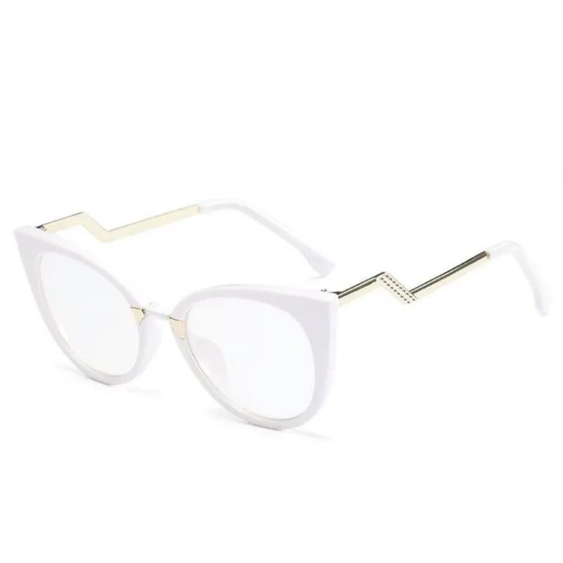 Hot lady cat eye armações de óculos para as mulheres designer de marca óptico eyeglides metal templo moda eyewear