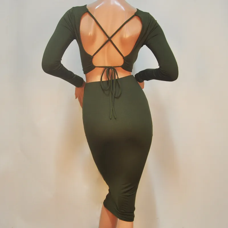 Sexy Elastic Cotton Midi Bandage Bodycon Dress Sexy Elastic Cotton Midi Bandage Bodycon Dress