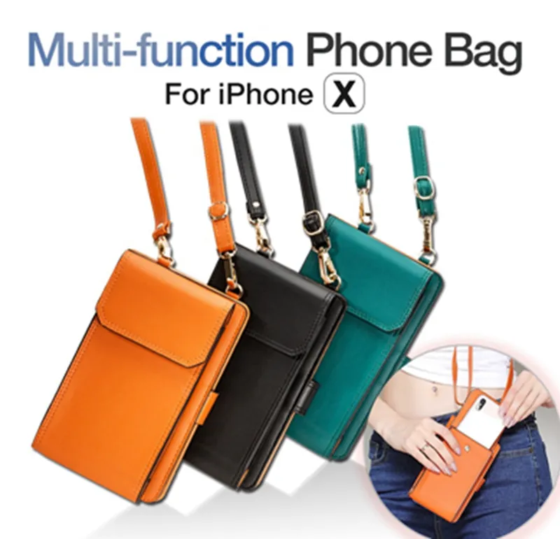 Hot Multi-function Shoulder Bag Handbag Leather Phone Case Cover Zipper Wallet With Card Slots for Under 5.8 Inches Mobile Phone